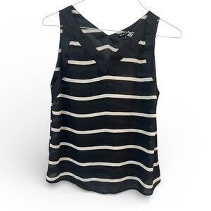Who What Wear Black and Cream Striped Tank Top
